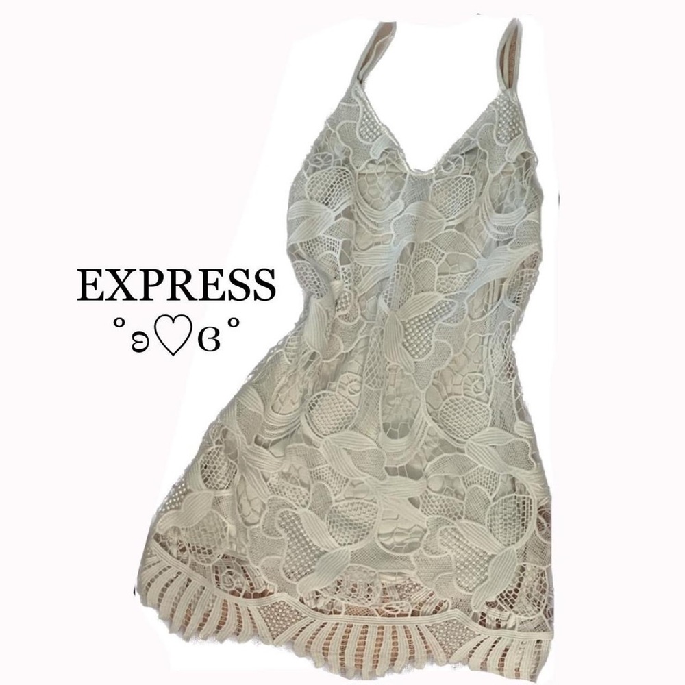 Express White Crochet Sun Dress🤍